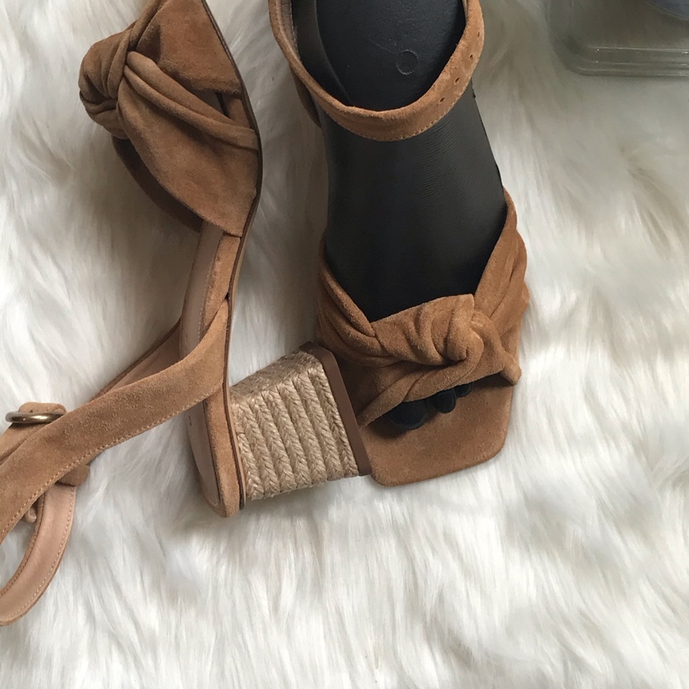Sz 5 U..S. | ZARA UTERQUE | Tan Block Heel / Vamp Knot Sandals 💋